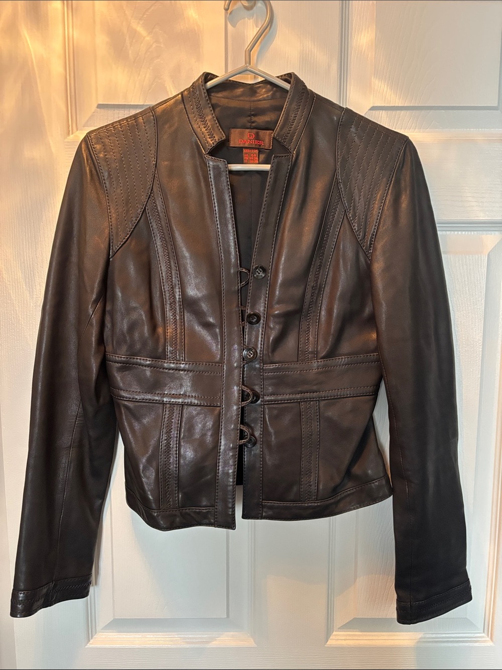 Danier Black Leather Fitted Moto Jacket